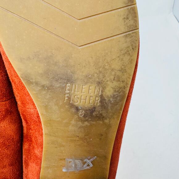 Eileen Fisher Women’s Size 8 Rust Suede Ballet Flats Slip On Shoes - Picture 11 of 13